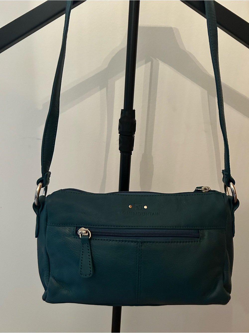 Stone Mountain Teal Leather Compact Crossbody Bag